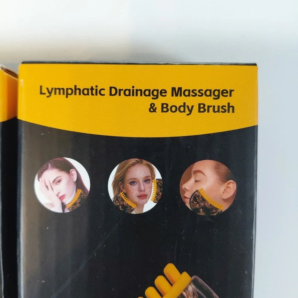 (2) Lymphatic Contour Face Brush Lymphatic Drainage Body Massage Tool W/ Case